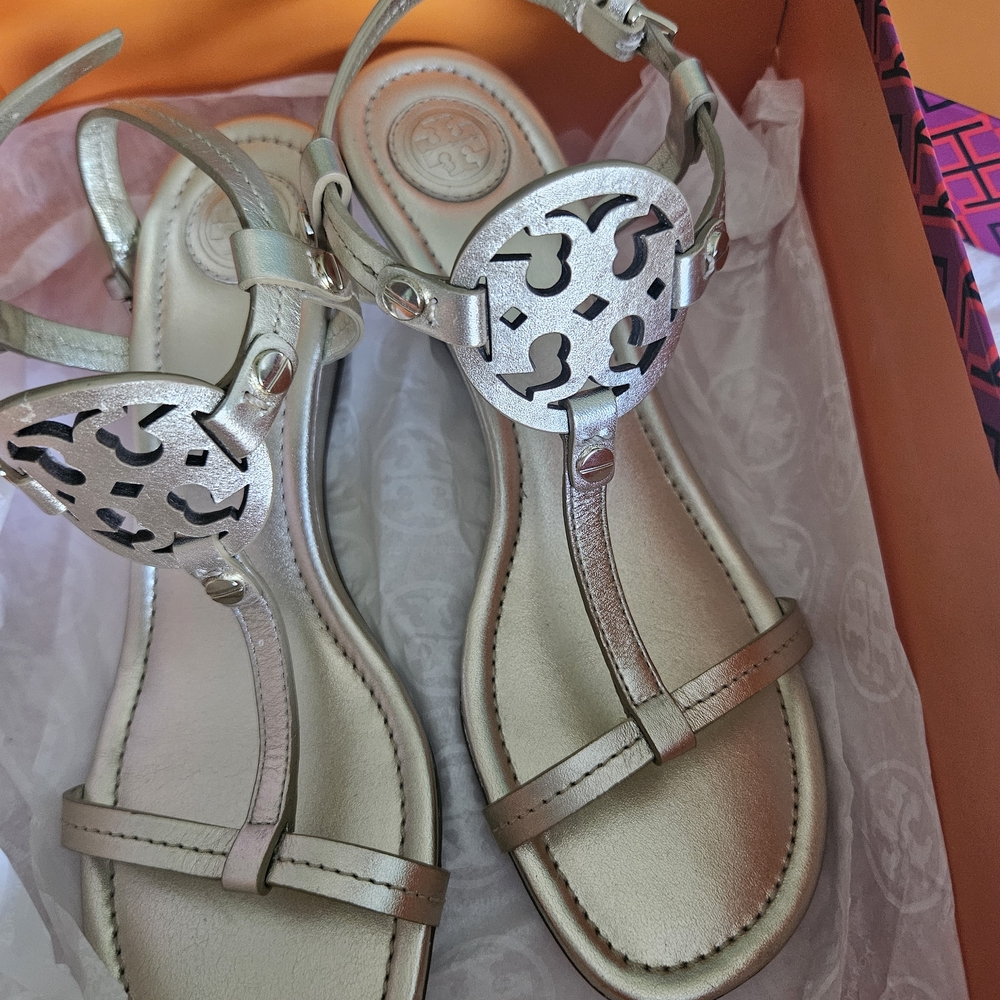 Tory Burch Gold Metallic Women's Wedge Sandals